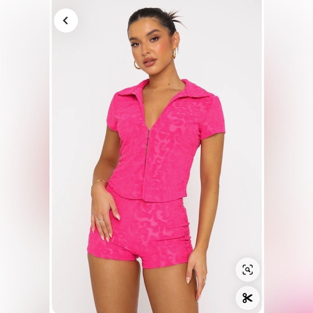 White Fox Must Have Hot Pink Terrycloth Top Size XS
